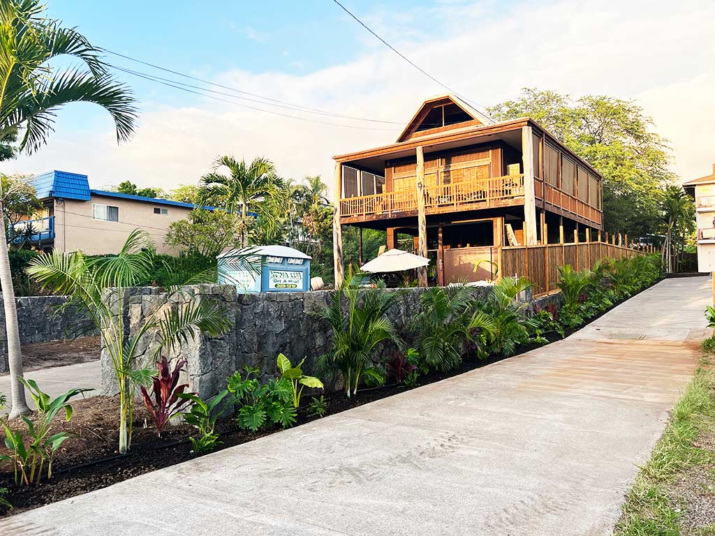 After image of a landscape installation near Kailua-Kona. Rock wall construction, Hawaii.