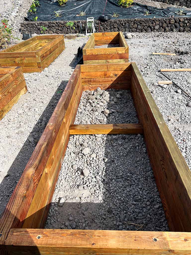 Custom build planter boxes for an organic garden.