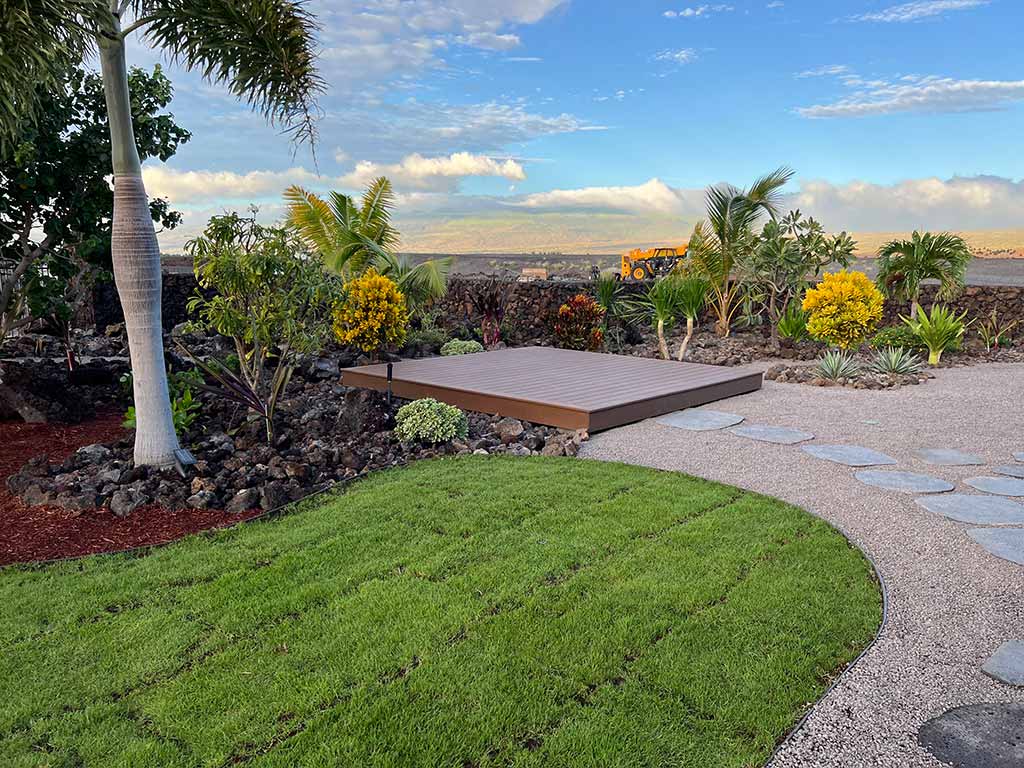 Trex decking was used to build a floating deck, Hawaii.